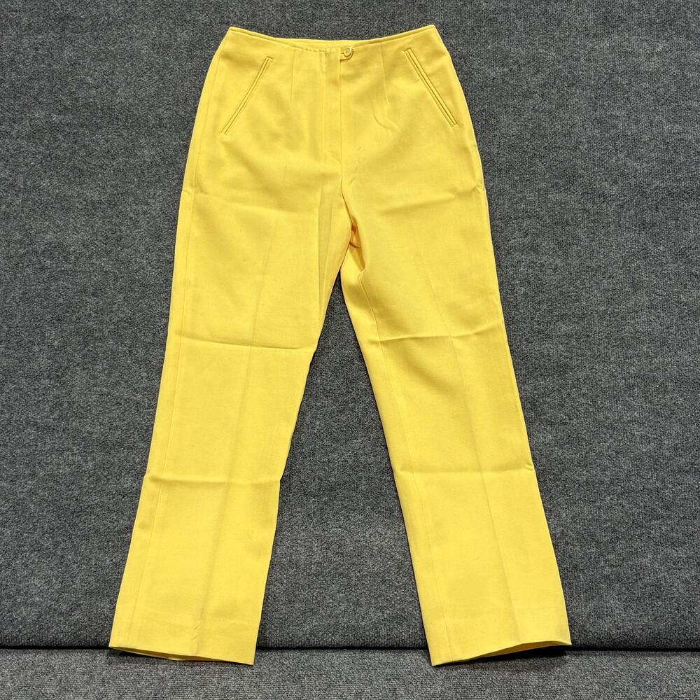 Vintage Mr B Pants Womens Large Yellow High Waist Straight Leg 70s Retro Mod